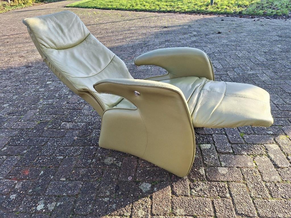 Fauteuil inclinable/relax en cuir vert, Maison & Meubles, Fauteuils, Moins de 75 cm, Enlèvement ou Envoi, Comme neuf, 50 à 75 cm