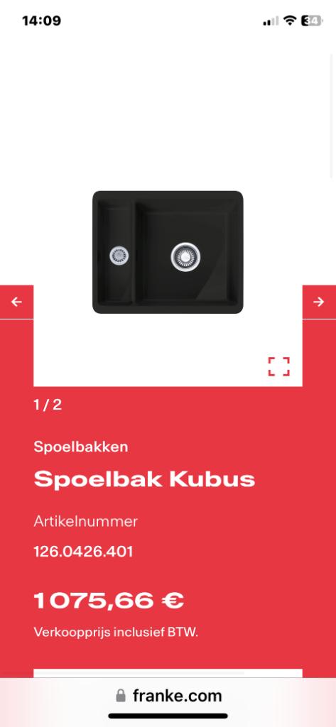 Fraceram dubbele zwarte  spoelbak Franke, Huis en Inrichting, Nieuw, 25 tot 50 cm, 100 tot 150 cm, Zwart