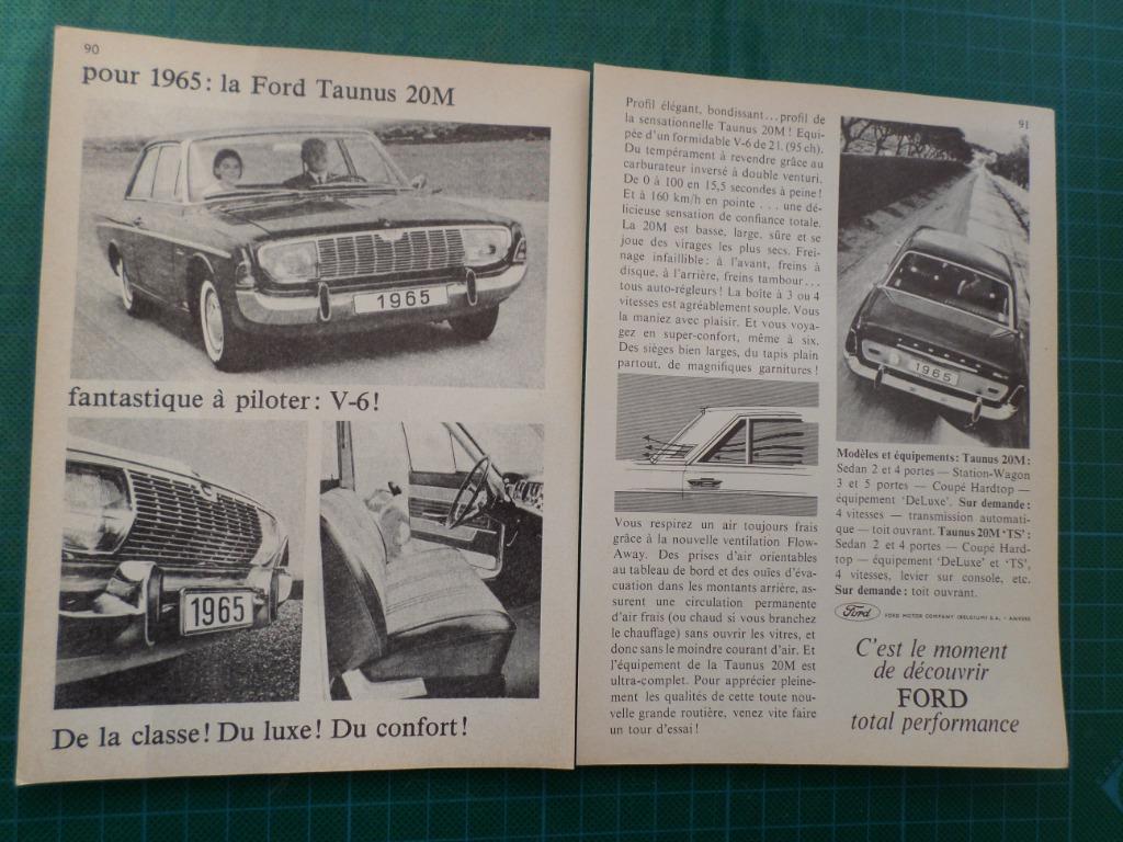 Ford Taunus 20M - publicité papier - 1964, Enlèvement ou Envoi, Utilisé, Autres types