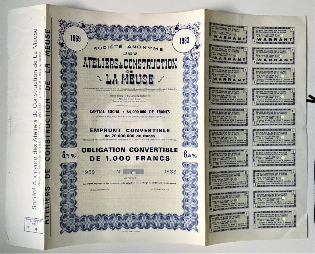 Seraing Ateliers de Construction d/l Meuse Liège obligation, Enlèvement