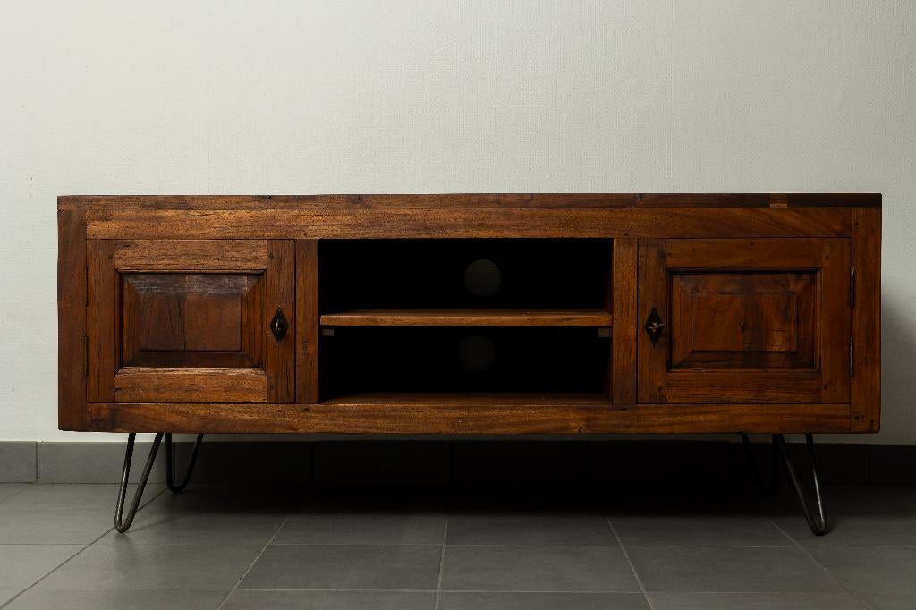 TV kast teak, Ophalen, 100 tot 150 cm, Zo goed als nieuw, Minder dan 100 cm