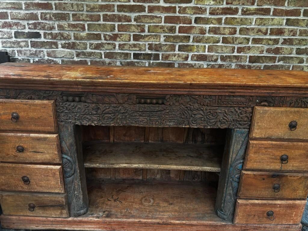 Buffet indien en bois massif - style ethnique/oriental, 25 à 50 cm, Moins de 100 cm, Enlèvement, Utilisé
