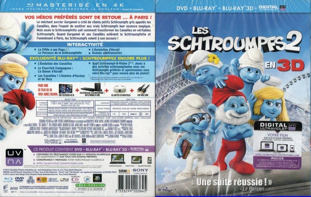 les schtroumpfs 2 (blu-ray 3D + blu-ray) neuf, CD & DVD, Enlèvement ou Envoi, Neuf, dans son emballage, Aventure