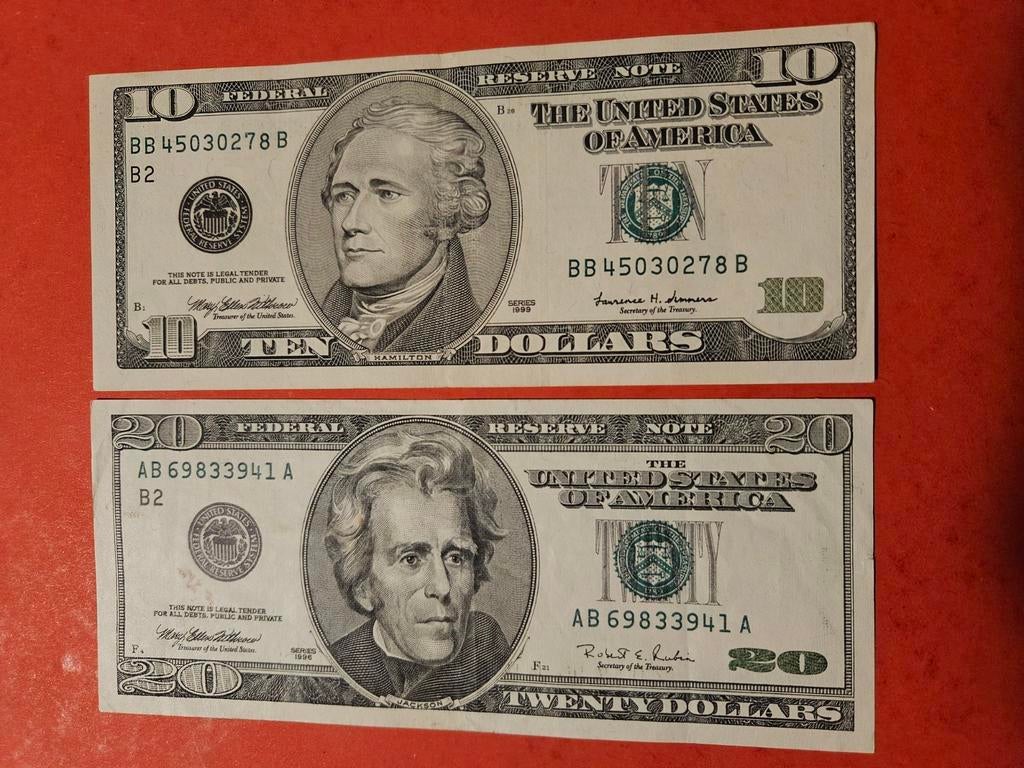 10 en 20 dollars USA set, Postzegels en Munten, Bankbiljetten | Amerika, Ophalen of Verzenden, Noord-Amerika, Setje