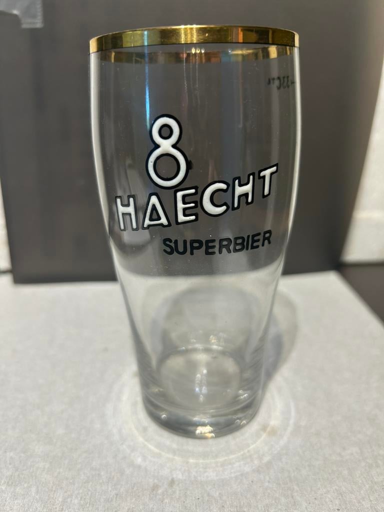 Verre à bière émaillé 8 Haecht Superbier 33Ctl, Ophalen of Verzenden, Zo goed als nieuw