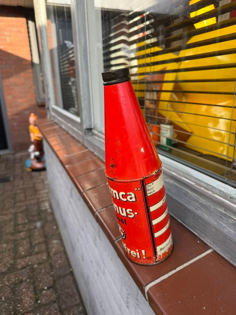 Conisch Hermca Rizinus Autoöl blik, Ophalen of Verzenden, Gebruikt, Verpakking