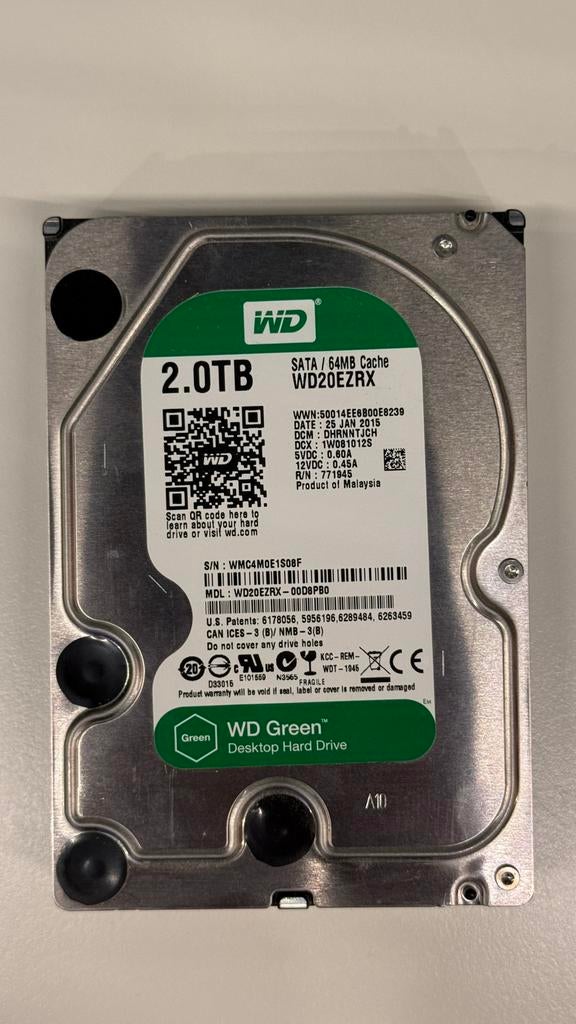 Disque dur WD green 2tb, Ophalen of Verzenden, Zo goed als nieuw