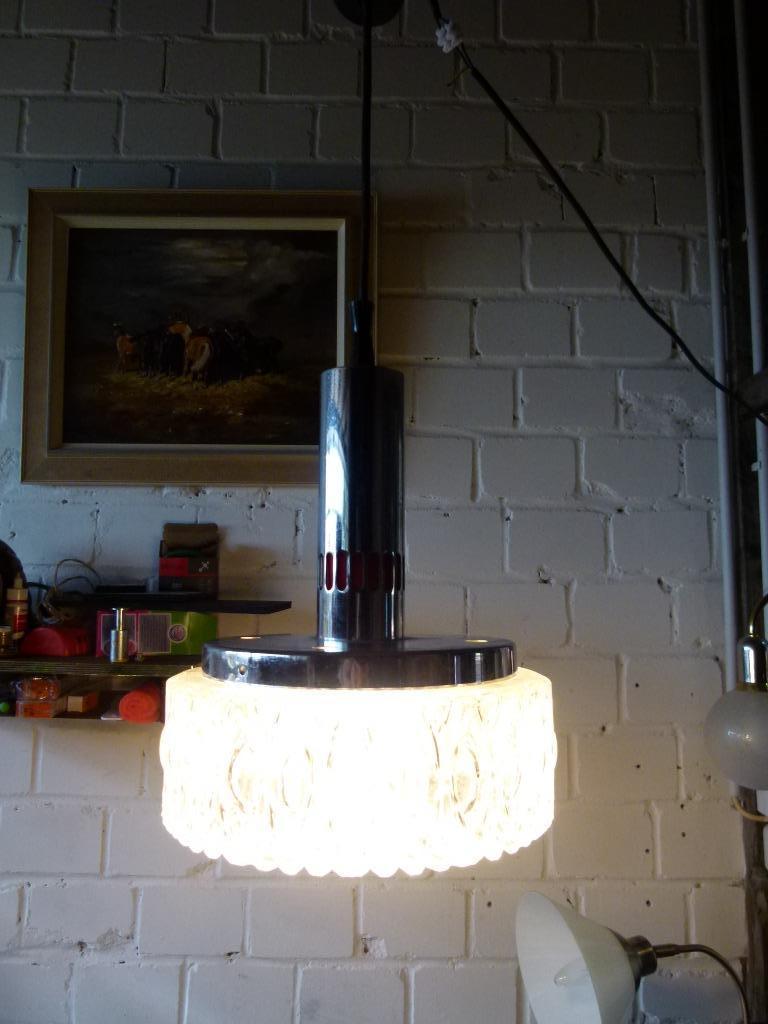 vintage space age hanglamp Lita France, Huis en Inrichting, Lampen | Hanglampen, Zo goed als nieuw, 50 tot 75 cm, Glas, Metaal