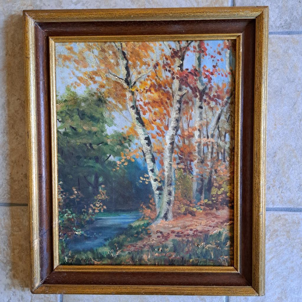 Tableau huile sur toile paysage automne, Antiquités & Art, Enlèvement