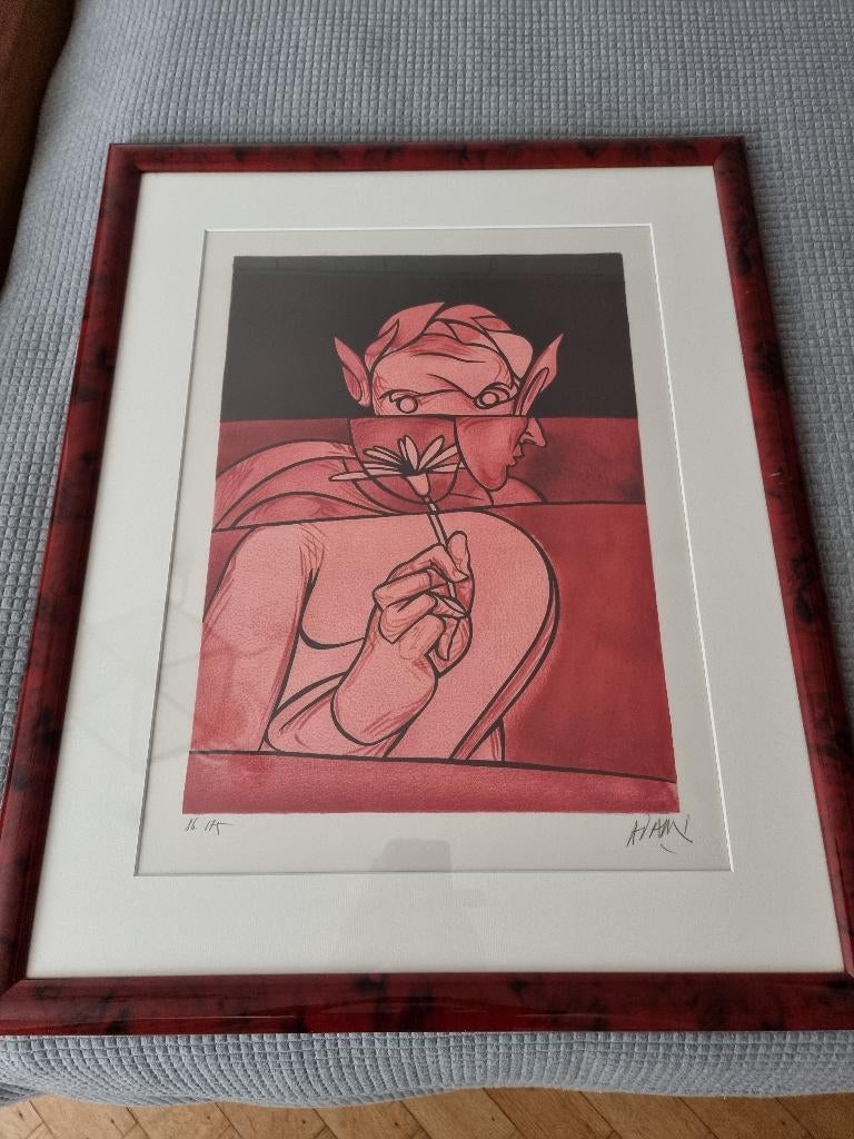 Lithographie 'Faune avec fleur', Antiquités & Art, Art | Lithographies & Sérigraphies, Enlèvement