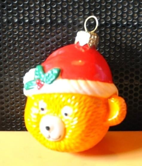 ancienne boule de noel vintage tête d'ourson plastique dure, Antiquités & Art, Enlèvement ou Envoi