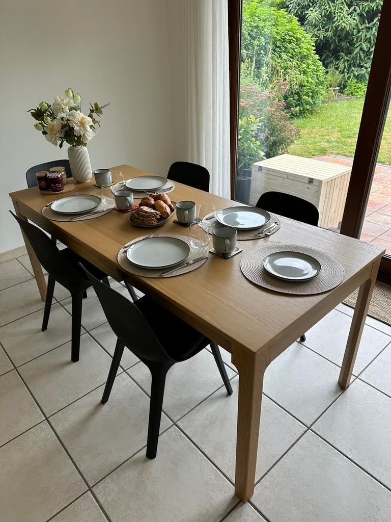 Eettafel eikenfineer Ikea, Huis en Inrichting, Tafels | Eettafels, Ophalen, Gebruikt, Scandinavisch, 50 tot 100 cm