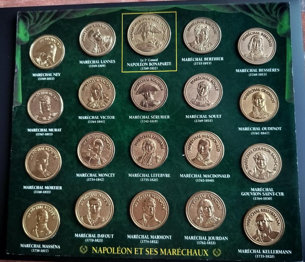 NAPOLEON et ses maréchaux collection 20 médailles jetons !, Enlèvement, Autres matériaux