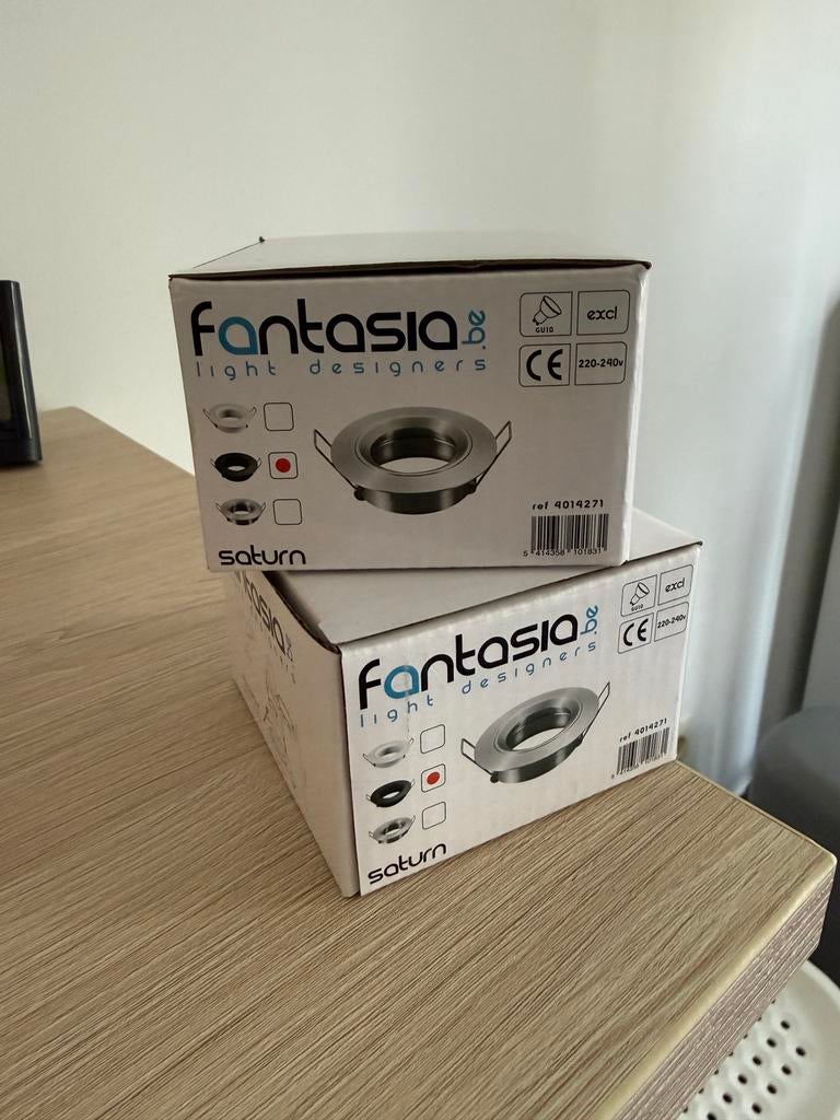Fantasia 2 zwarte inbouwspots diameter 80, Huis en Inrichting, Ophalen, Nieuw, Plafondspot of Wandspot, Inbouw