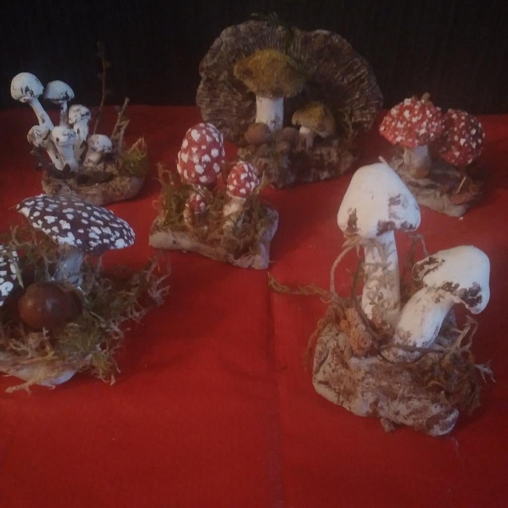 Ensemble de champignons botaniques en plâtre, Antiquités & Art, Envoi