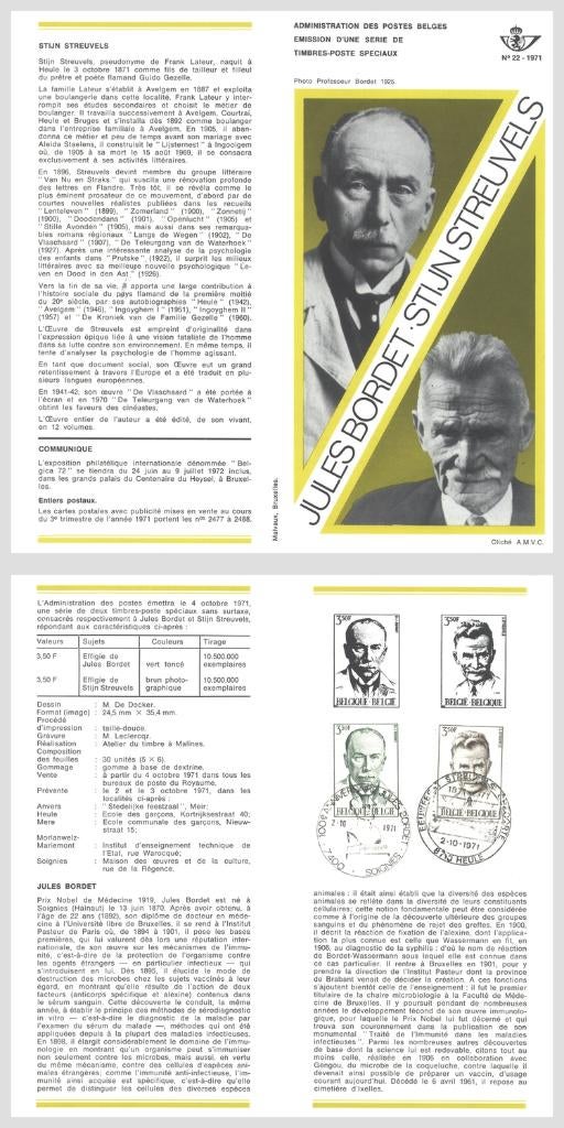 1971 Jules Bordet en Stijn Streuvels, Verzenden