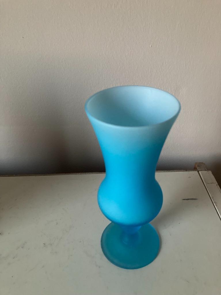 Magnifique vase vintage en opaline bleue, Enlèvement