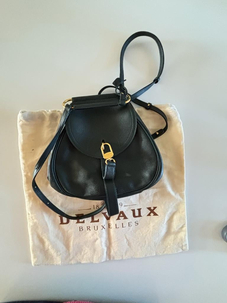 Delvaux vintage handtas, rugzakmodel - VERLAAGDE PRIJS, Ophalen of Verzenden, Zo goed als nieuw, Groen, Handtas