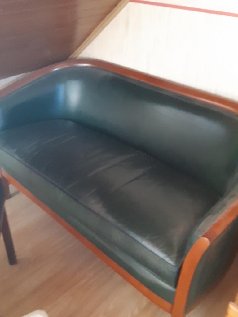 Sofa en cuir vert foncé, Maison & Meubles, Canapés | Sofas & Chaises Longues, Enlèvement, Comme neuf, Cuir
