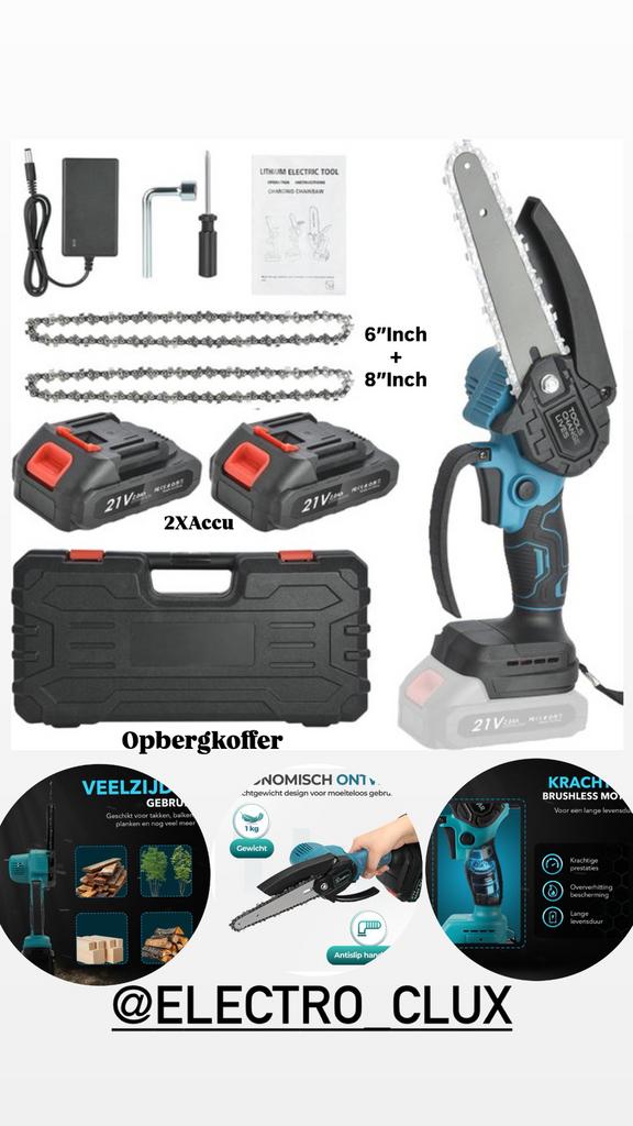 Draadloze Kettingzaag 6”-8”inch / 2x Accu / OpbergKoffer, Ophalen of Verzenden, Nieuw