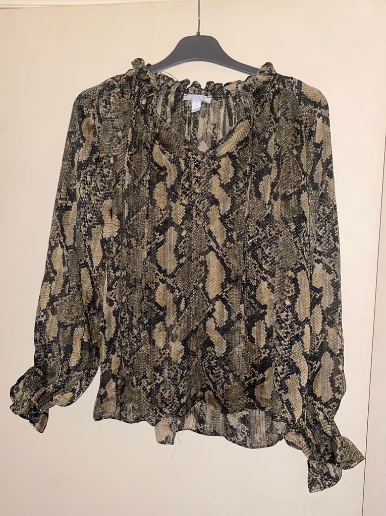 🔥 Tuniek/blouse met lange mouwen - slangenprint - maat 36, Kleding | Dames, Ophalen of Verzenden, Zo goed als nieuw, Maat 36 (S)