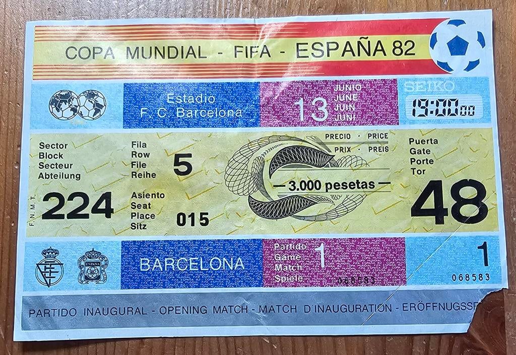 Billet originale Espana 1982 cdm Argentine - Belgique 0-1!, Collections, Enlèvement ou Envoi, Utilisé, Autres types