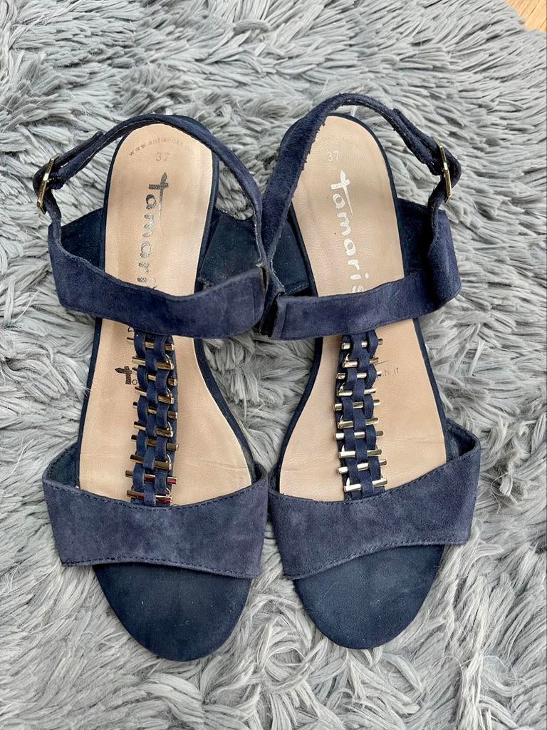 Sandaal met kleine hak - Tamaris - maat 37 - blauw, Tamaris, Blauw, Nieuw, Sandalen of Muiltjes
