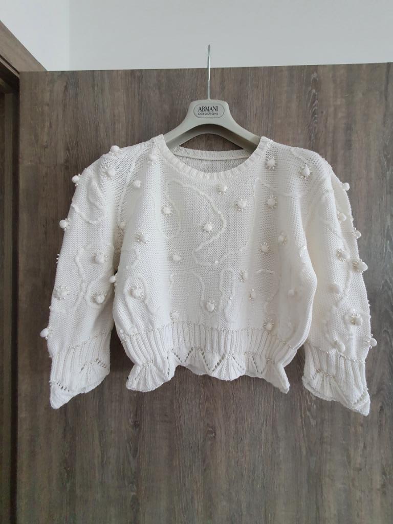 Handgebreide wit/creme pull maat S/M, Kleding | Dames, Truien en Vesten, Handgebreid, Ophalen of Verzenden, Maat 36 (S), Wit