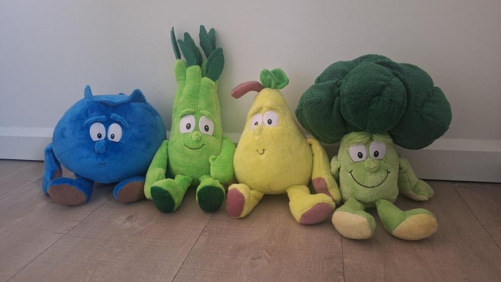 4 knuffels groenten en fruit, Ophalen of Verzenden