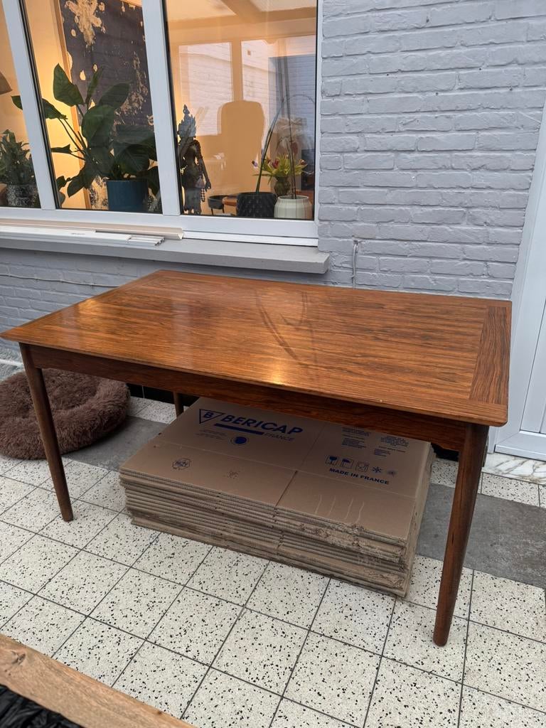 Mid-century uitschuifbare palissander eettafel 4-6 personen, Maison & Meubles, Tables | Tables à manger, Utilisé, 50 à 100 cm