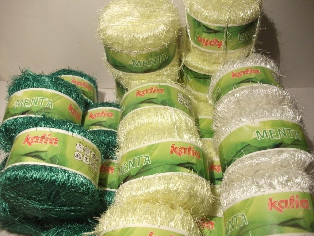 Katia Menta fantasiegaren in groen, geel en wit, Hobby en Vrije tijd, Ophalen of Verzenden, Zo goed als nieuw, Breien, Wol of Garen