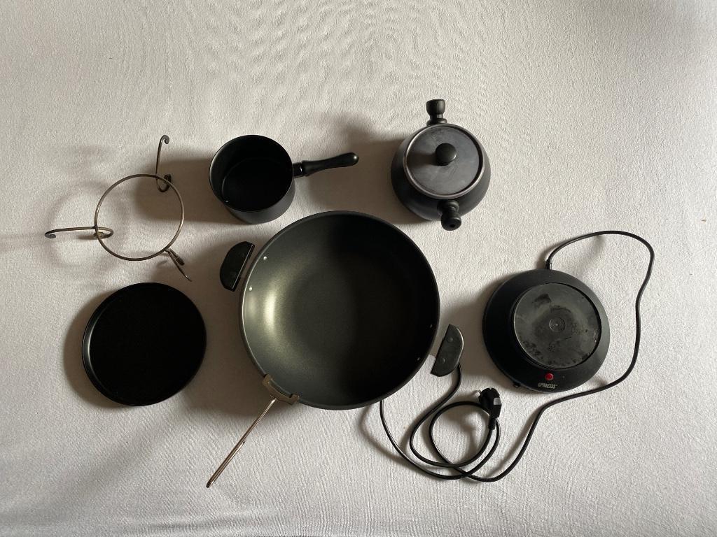 Princess Elektrische Fondue en wok set, Elektronische apparatuur, Fonduesets, Zo goed als nieuw, Fonduepan, Elektrisch, Ophalen of Verzenden