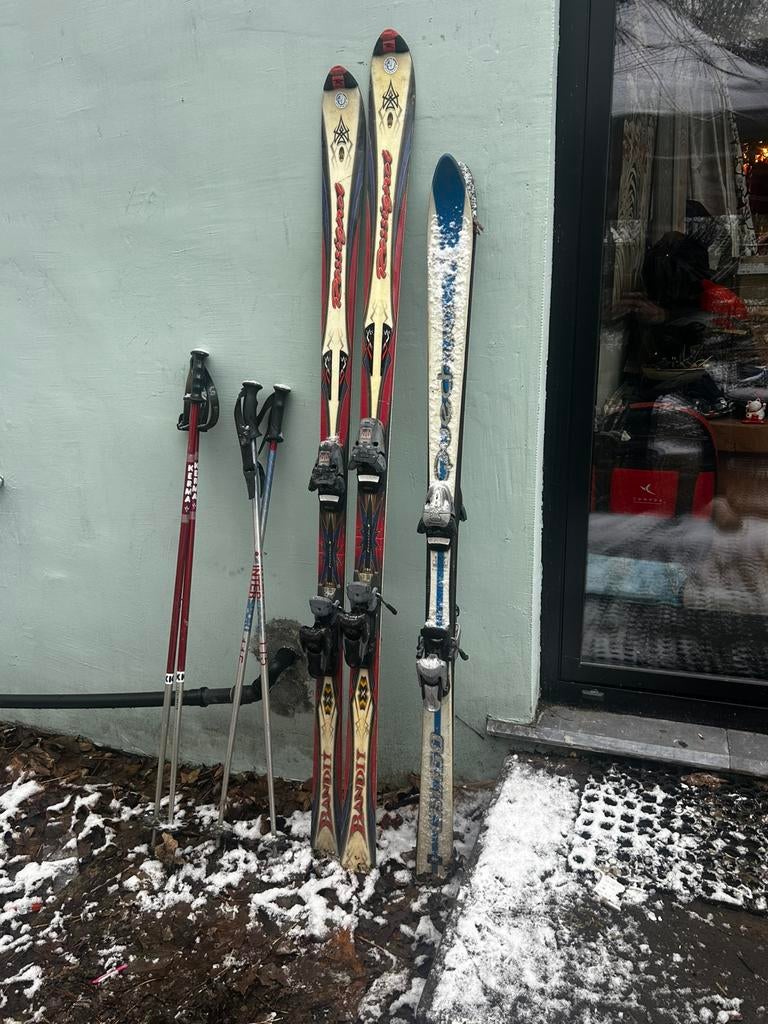 Ski unisex short ski Quechua en long rossignol met stokken, Sport en Fitness, Stokken, Rossignol, Ophalen of Verzenden, Zo goed als nieuw