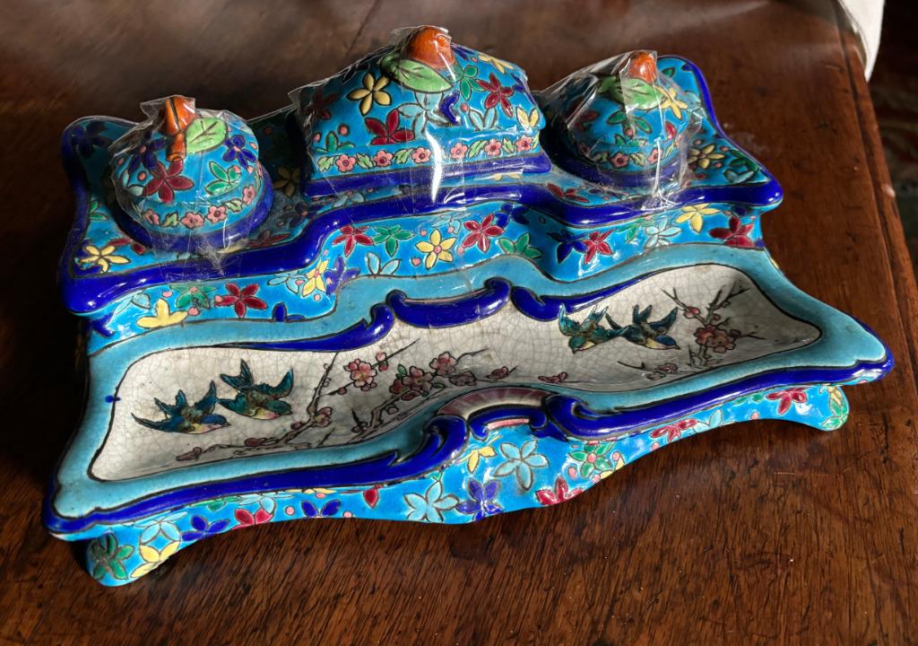 Ecritoire, Encrier Emaux de LONGWY Louis XIV (F 1025)  1900, Antiquités & Art, Enlèvement