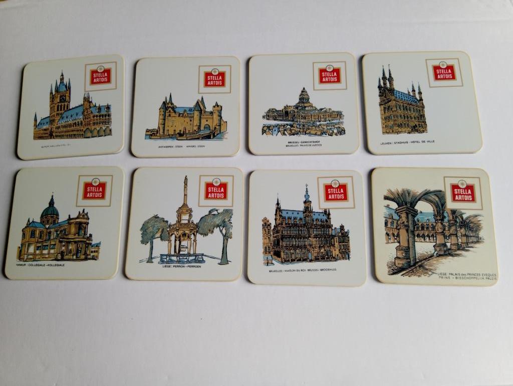 13 Dessous de verre Stella Artois plastique années 80 Villes, Enlèvement ou Envoi, Comme neuf, Stella Artois