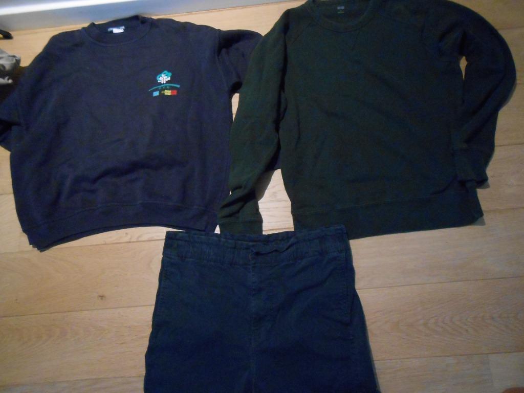 uniforme scout guide t S sweat vert/bleu, short bleu 5à10e/P, Ophalen, Gebruikt, Jongen of Meisje