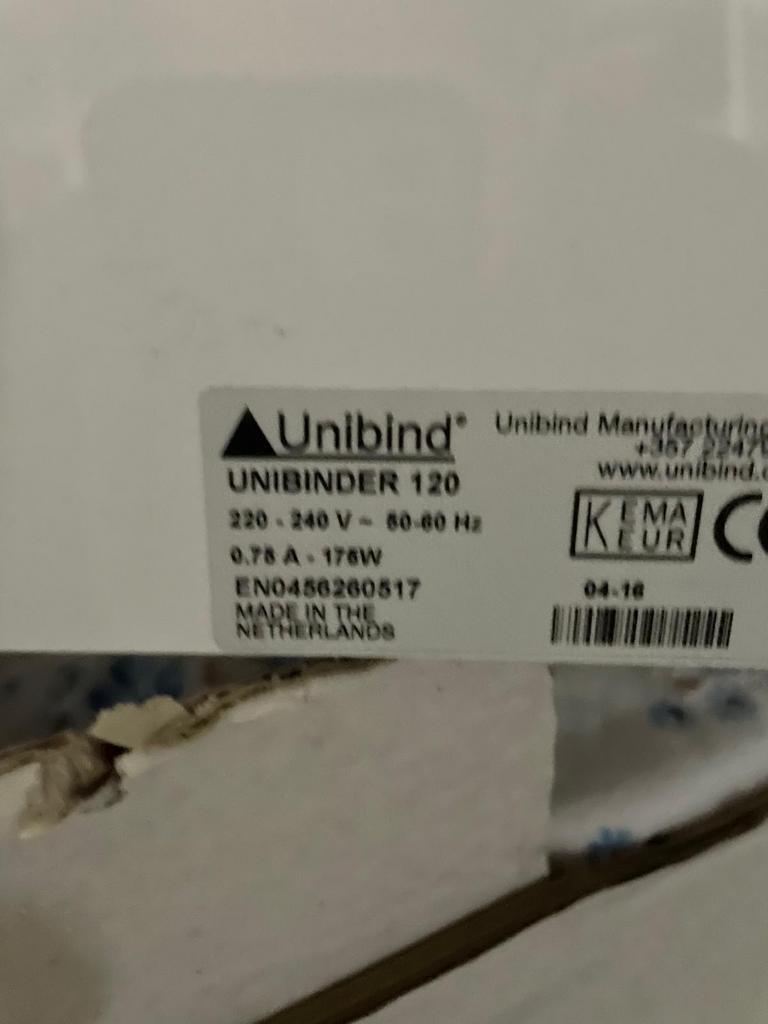 Unibind Unibinder 120 — Machine à relier professionnelle, Enlèvement ou Envoi, Neuf, sans emballage, Autres types