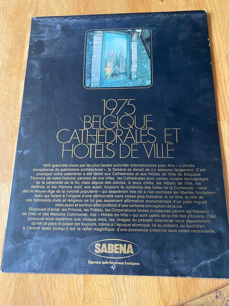 Calendrier Sabena 1975 (cathédrale et Hôtel de Ville), Collections, Souvenirs Sabena, Enlèvement