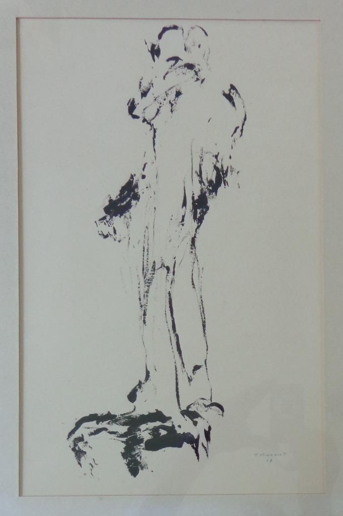 FRANS MINNAERT / FIGUUR / ORIGINEEL WERK / 58x43cm / KADER, Antiek en Kunst, Kunst | Tekeningen en Fotografie, Ophalen of Verzenden