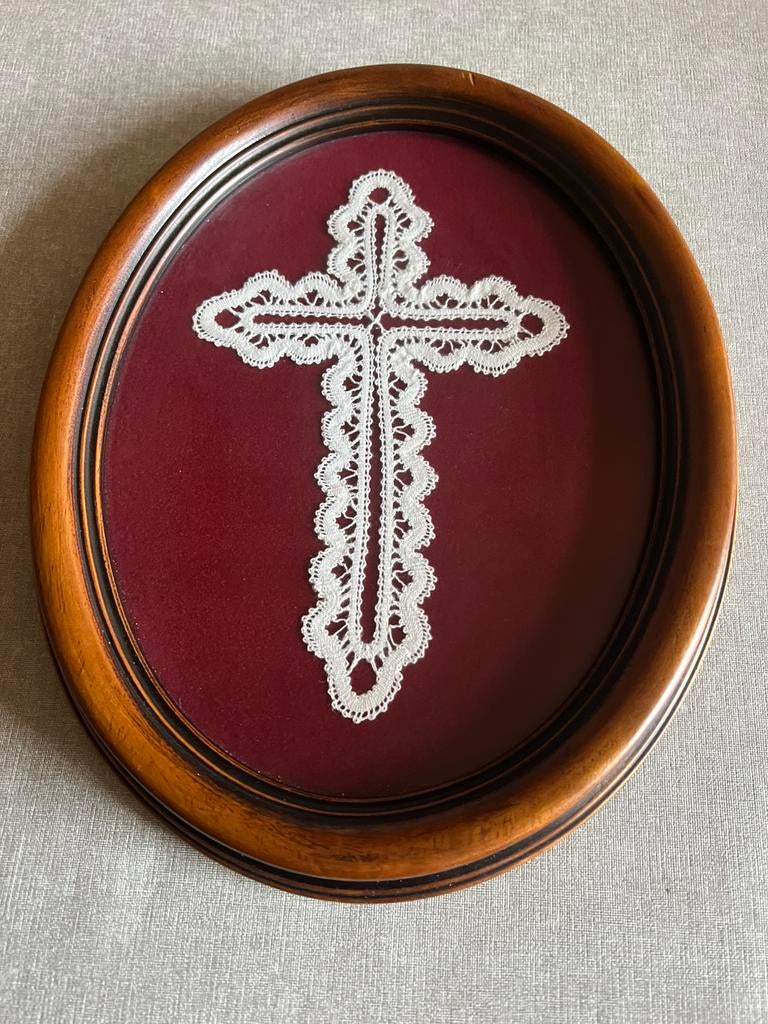 Kantwerk in kader, Hobby & Loisirs créatifs, Dentelle, Enlèvement ou Envoi, Comme neuf