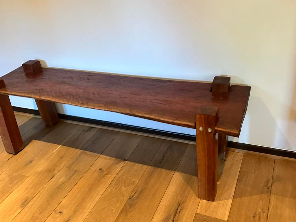 Banc en bois massif, eucalyptus pur. A reparer légèrement., Tuin en Terras, Tuinbanken, Ophalen, Zo goed als nieuw, Hout