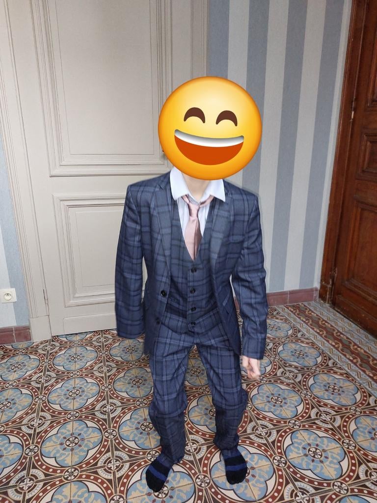 Kostuum blauw geruit Next 10jaar, Kinderen en Baby's, Kinderkleding | Maat 140, Ophalen of Verzenden