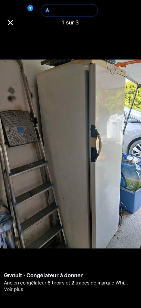 Congélateur colonne 8 casiers whirlpool, Electroménager, Enlèvement, Utilisé