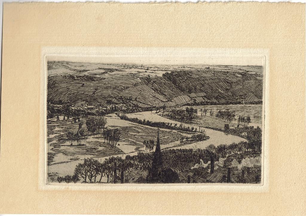 Francois Maréchal ets "Uitzicht op Rivierbocht", 1893, Antiquités & Art, Art | Eaux-fortes & Gravures, Enlèvement