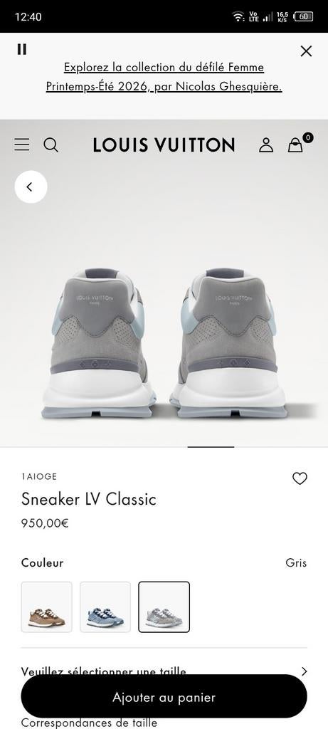 Sneaker LV classique  taille 42 à vendre, Enlèvement