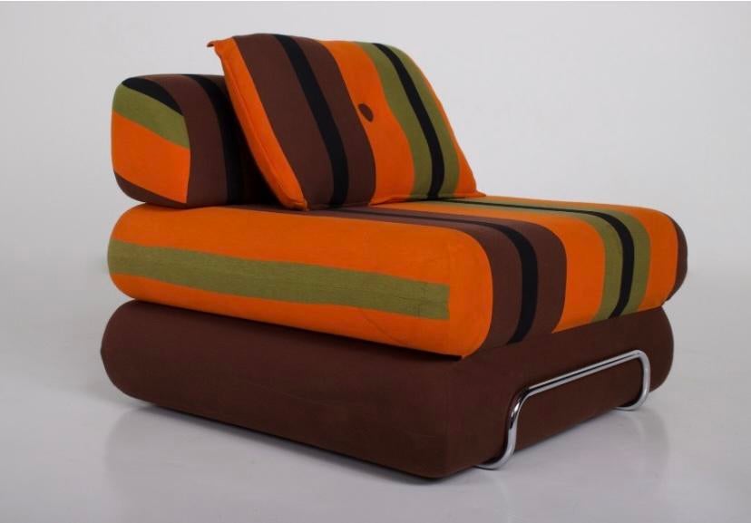 Zeldzame converteerbare fauteuil „Stripes” uit 1970, Huis en Inrichting, Fauteuils, Ophalen, Gebruikt, Stof