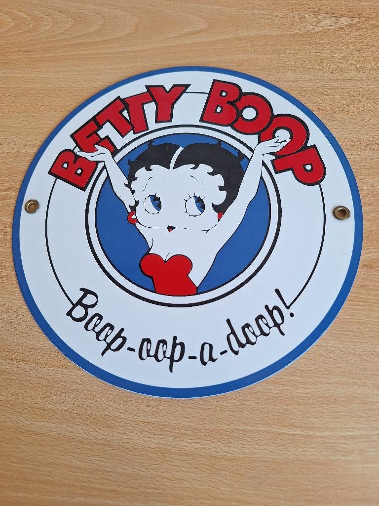 Betty Boop rond bord in metaal en porselein, Verzamelen, Beelden en Beeldjes, Ophalen of Verzenden, Nieuw, Mens