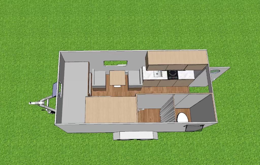 Splinternieuwe Caravan 430 x 200 nog niet in België, Caravans en Kamperen, Caravans, Standaardzit, 2 aparte bedden, Tot en met 2