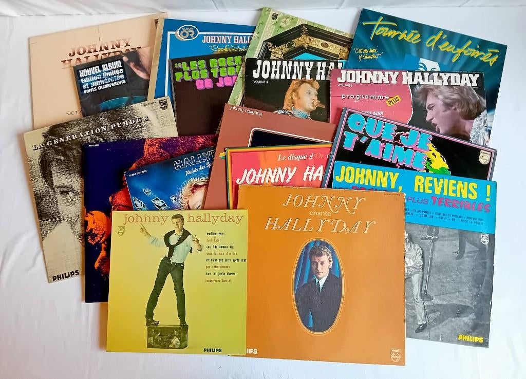Johnny Hallyday - Lot de 17 disques vinyl 33 tours, CD & DVD, Enlèvement, Utilisé