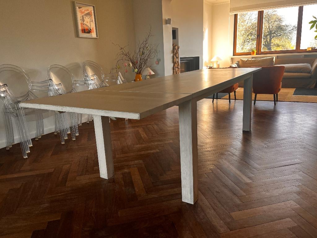 Koopje : verlengbare eettafel hout - nieuwe prijs, Huis en Inrichting, Tafels | Eettafels, Gebruikt, 50 tot 100 cm, 200 cm of meer